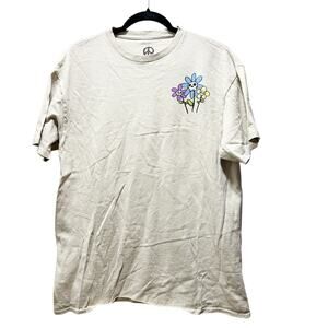 Peace of Mind Stay Positive Flower T-Shirt Basic Unisex Fit Shirt Size Large